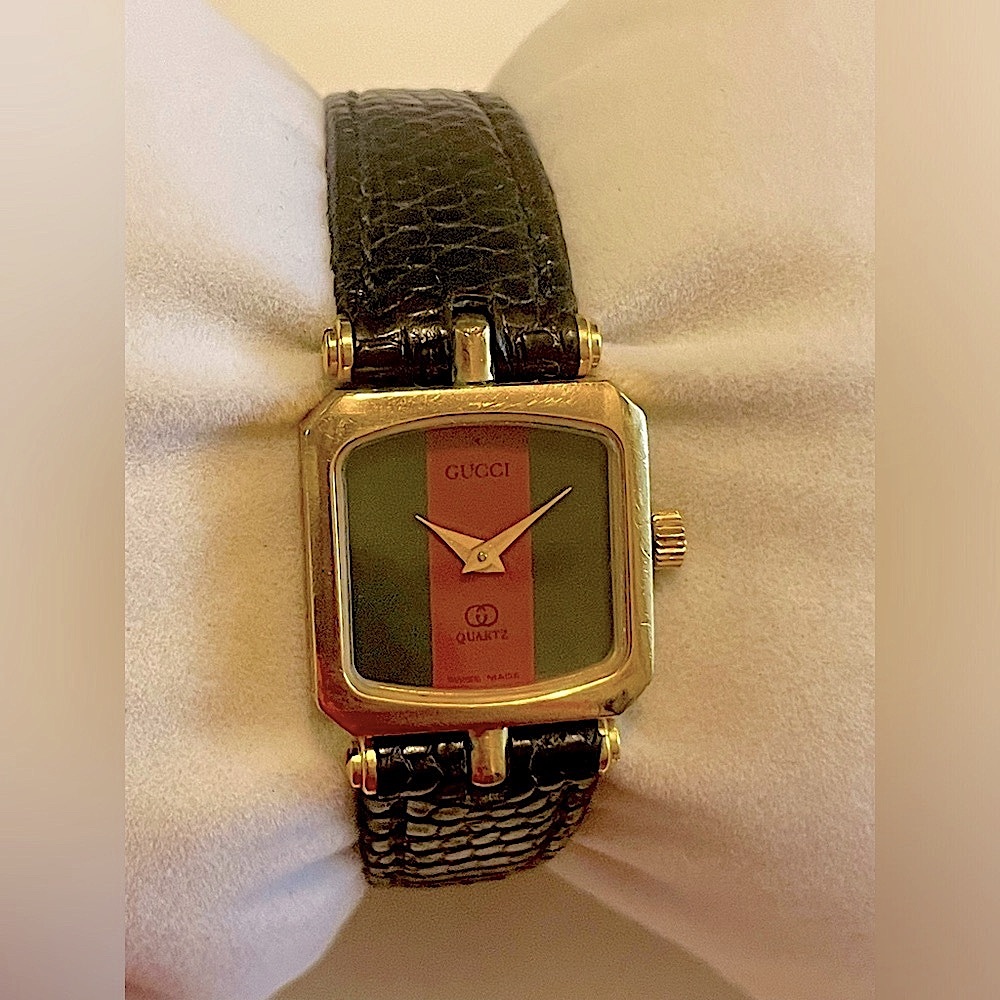 GUCCI GREEN sherry line dial STACKED WATCH